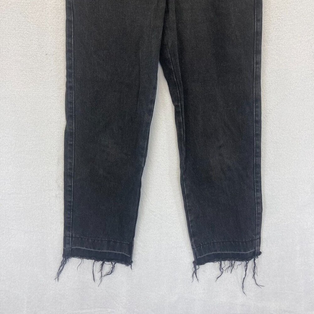ZARA Raw Hem Jeans Size 2 Black Denim High Waist Straight Leg 27.5" Inseam Punk - Picture 6 of 14